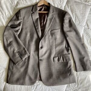 Jos. A. Bank Men's Sport Coat 48L Big&Tall 100% Wool Taupe Brown MicroPlaid EUC